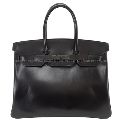 【恵比寿明治通り店】HERMES エルメス ハンドバッグ バーキン35 ソーブラック SO BLACK 黒 (ブラック) ボックスカーフ ブラック金具 □O刻印 Aランク【中古】