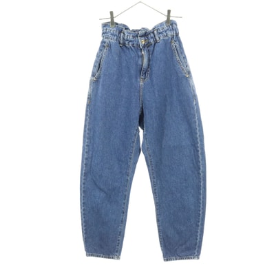 美品 ZARA ザラ ワンポイントロゴ デニムパンツ 36 ブルー