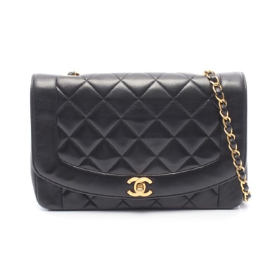 シャネル CHANEL マトラッセ ダイアナフラップ ショルダーバッグ バッグ ラムスキン(羊革) レディース ブラック系 A01165 【中古】