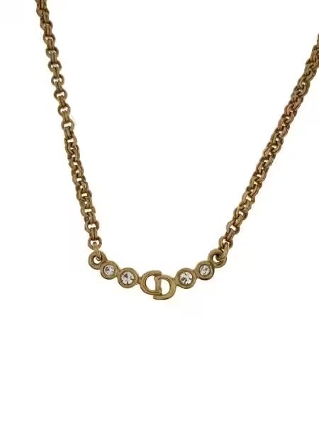 Dior CD Logo Necklace GP Rhinestone "Gold"