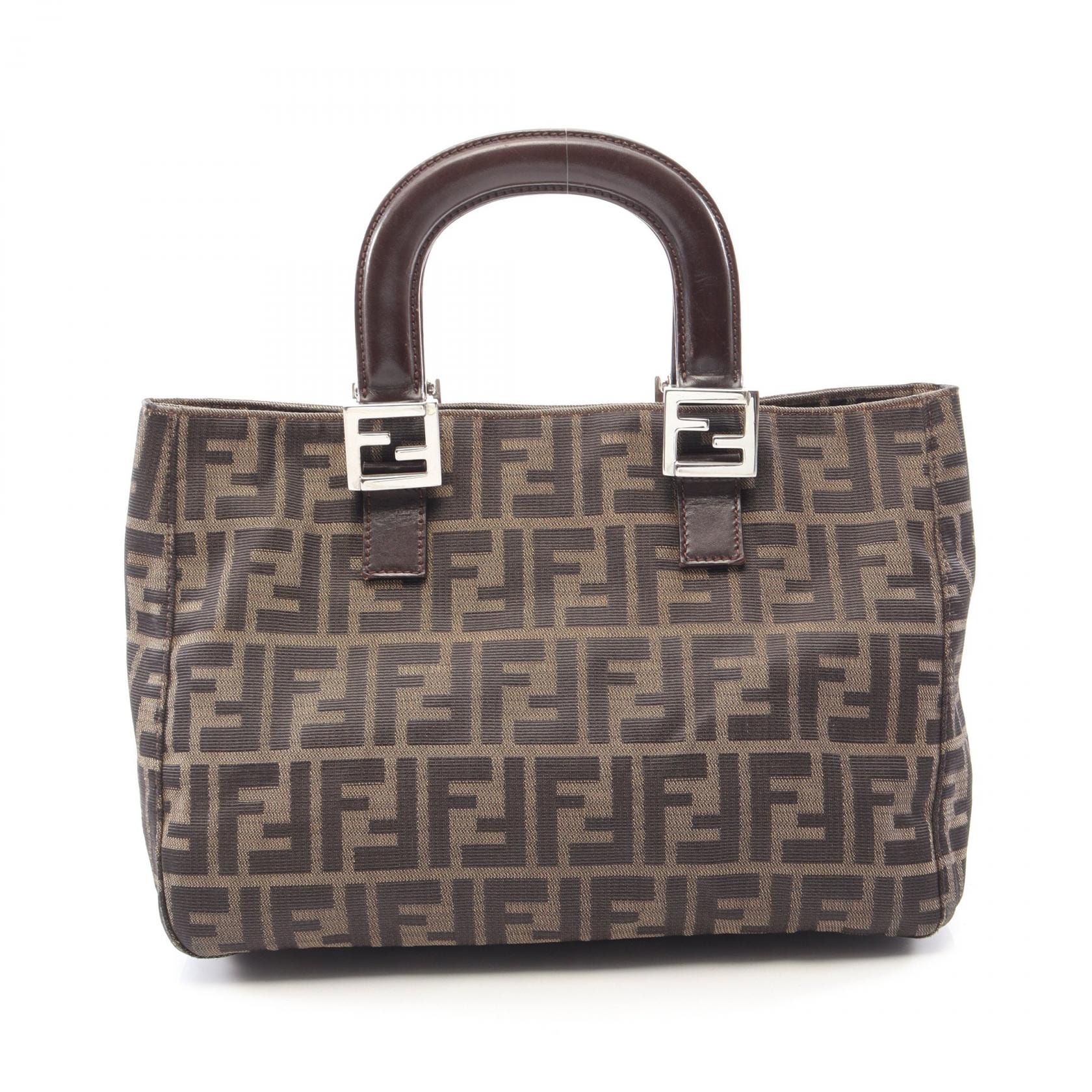フェンディ FENDI ズッカ トートバッグ バッグ キャンバス レザー レディース ブラウン系 【中古】