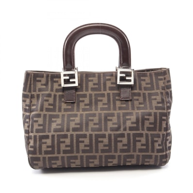 フェンディ FENDI ズッカ トートバッグ バッグ キャンバス レザー レディース ブラウン系 【中古】