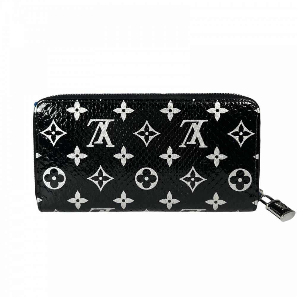 LOUIS VUITTON ルイヴィトン 長財布 ジッピーウォレット N96955  パイソン   ブラック 黒 シルバー金具 レディース【中古品】