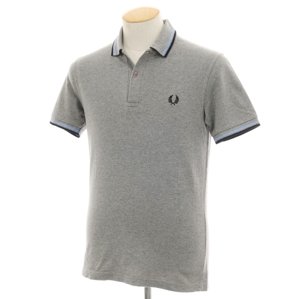 【中古】フレッドペリー FRED PERRY コットン 鹿の子 半袖ポロシャツ グレー【サイズ36】【メンズ】