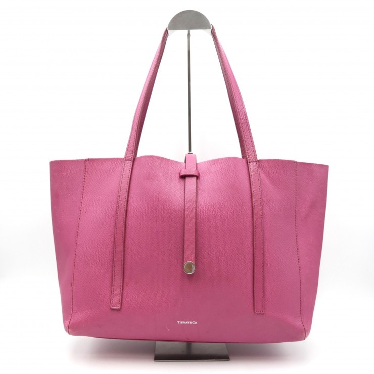 TIFFANY&Co.(ティファニー)トートバッグ レディース ピンク レザー シルバー金具 A4収納【中古】