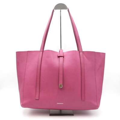 TIFFANY&Co.(ティファニー)トートバッグ レディース ピンク レザー シルバー金具 A4収納【中古】