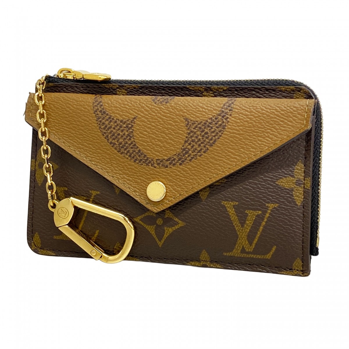 【6dc2914-k】ルイヴィトン コインケース モノグラム・ジャイアントリバース ポルトカルトレクトヴェルソ M81303 ブラウン【中古】メンズ レディース ユニセックス