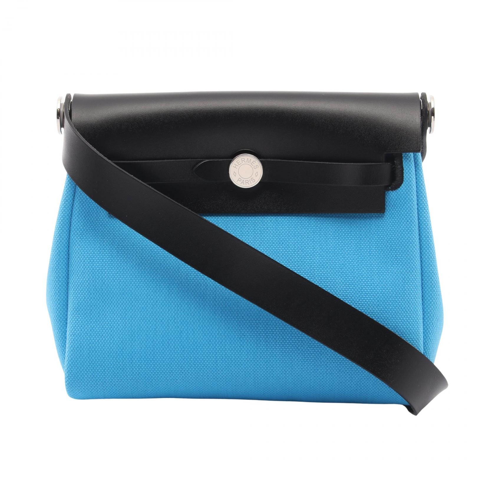 エルメス HERMES エールバッグジップ ミニ ショルダーバッグ バッグ キャンバス レザー トワルミリタリー / ヴァッシュハンター トワルミリタリー K刻印(2025年製造) レディース ブルー系 / ブラック系