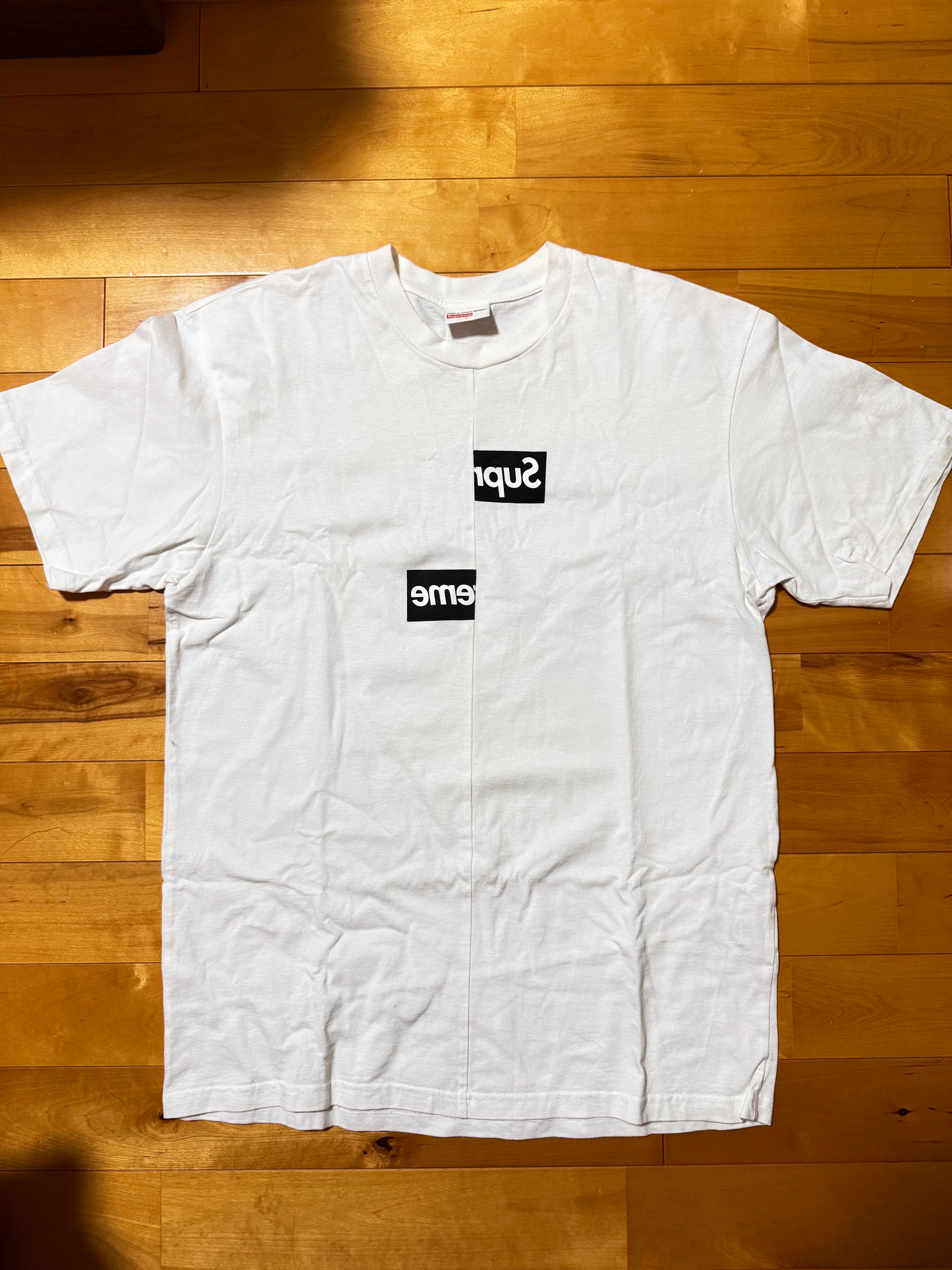 シュプリーム コムデギャルソン シャツ スプリット ボックス ロゴ Tシャツ "ホワイト"