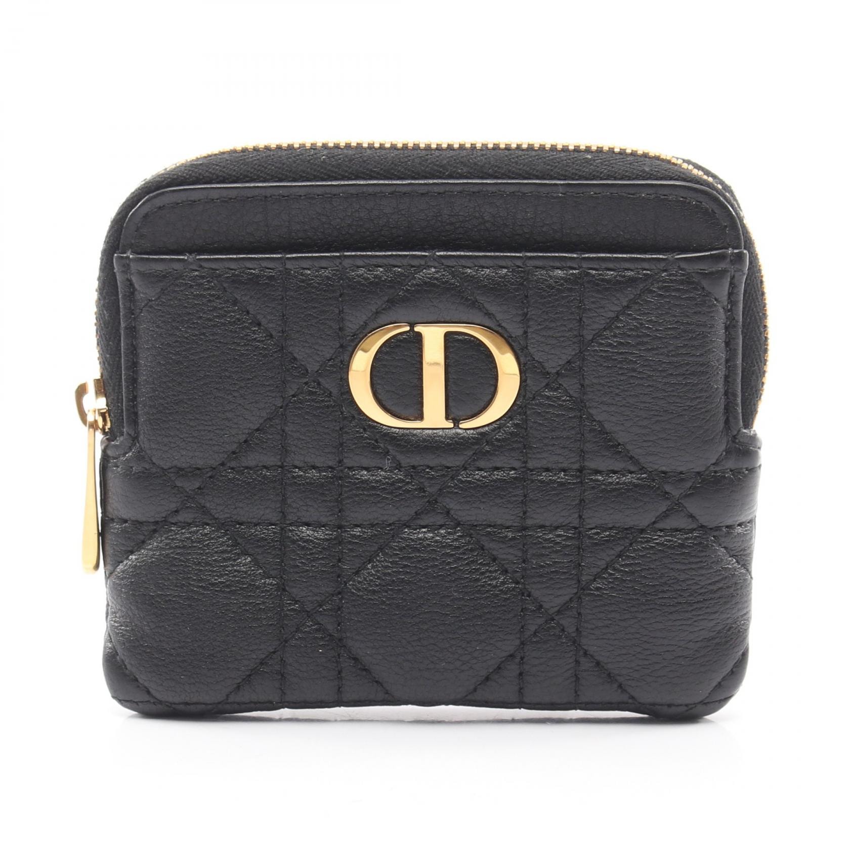 ディオール Dior Caro Lavender ウォレット カナージュ コインケース 財布 レザー レディース ブラック系 S5177UWHC_M900 【中古】