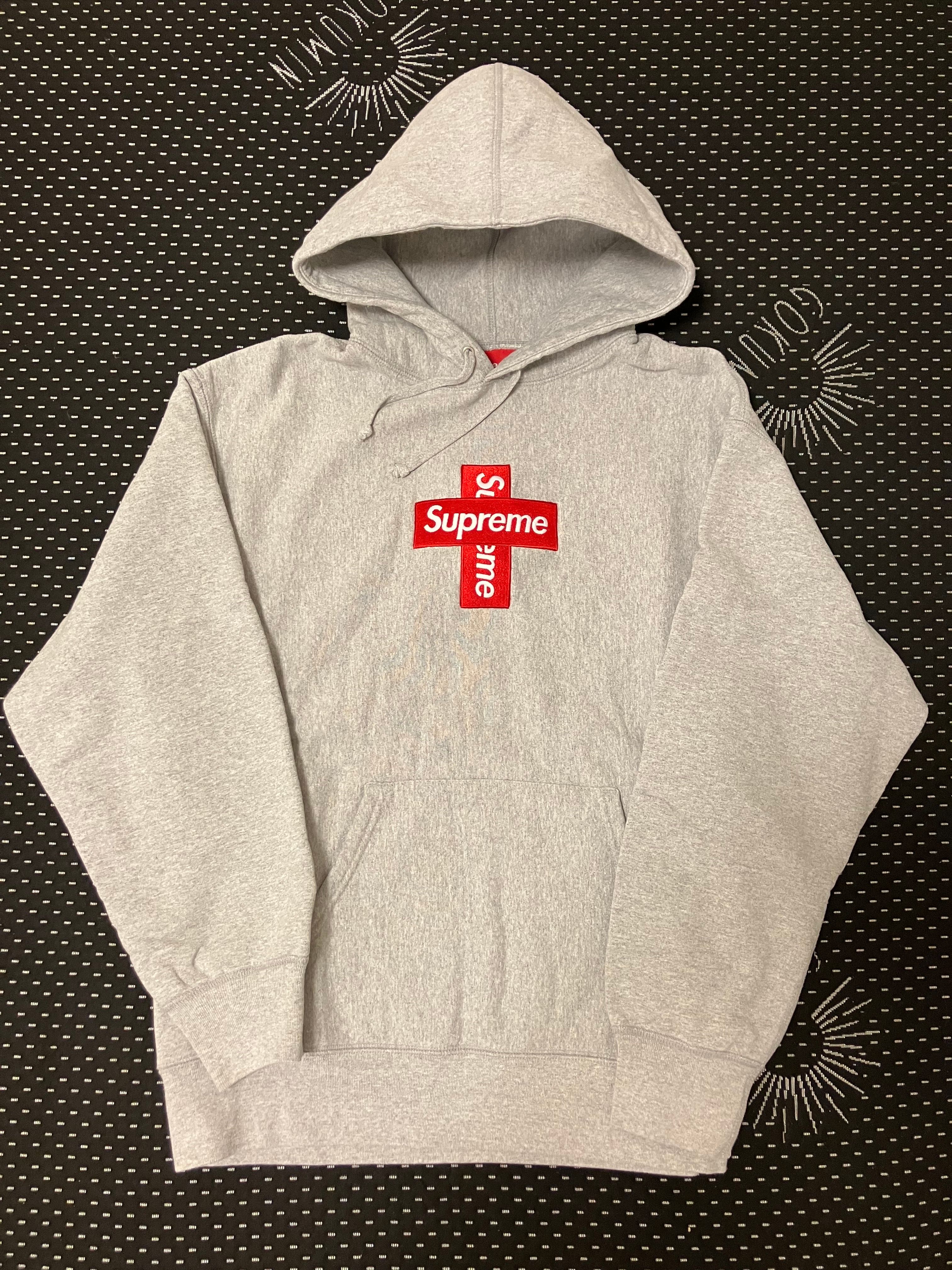 Supreme Cross Box Logo Hooded Sweatshirt "Grey"