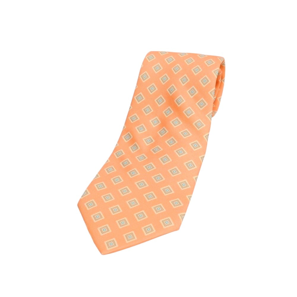 【中古】ブルックスブラザーズ Brooks Brothers Makers and Merchants シルク プリント 小紋柄ネクタイ サーモン系【メンズ】