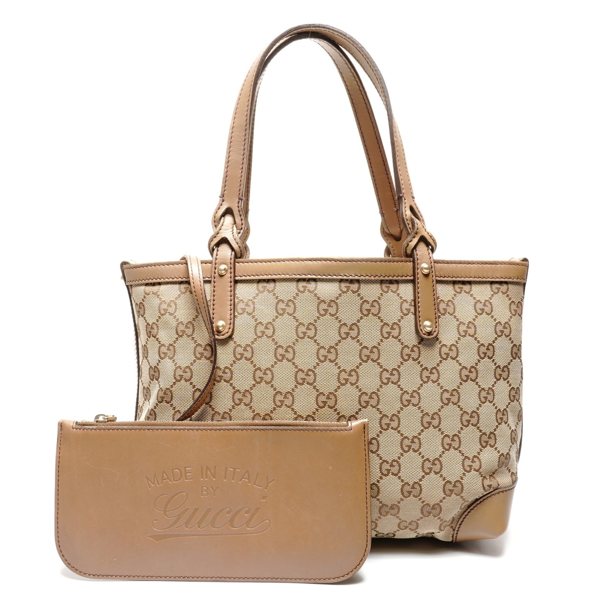 1円 美品 GUCCI グッチ GGキャンバス レザー ブラウン ショルダー 