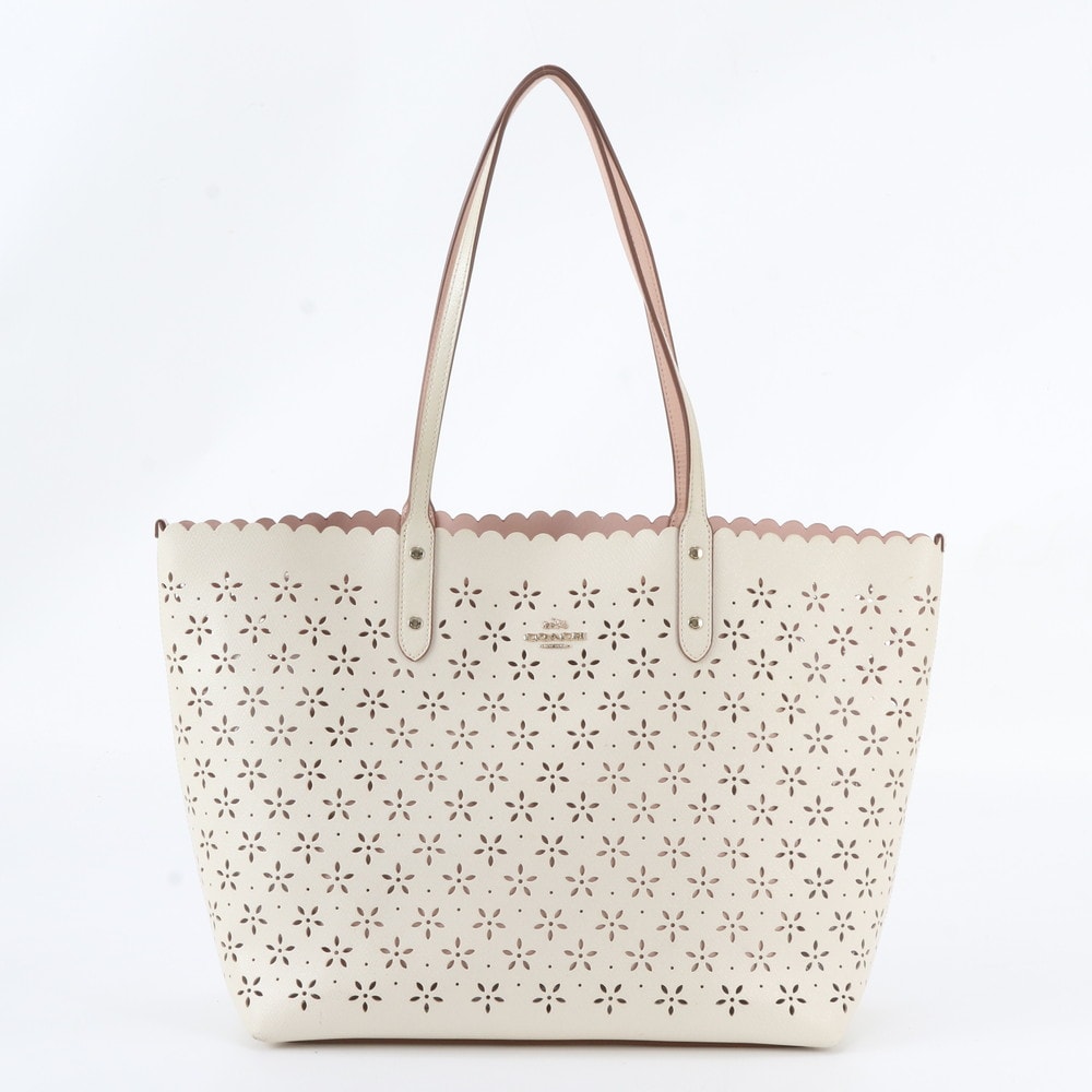 ■美品 コーチ フラワー パンチング F38158 トート バッグ レザー