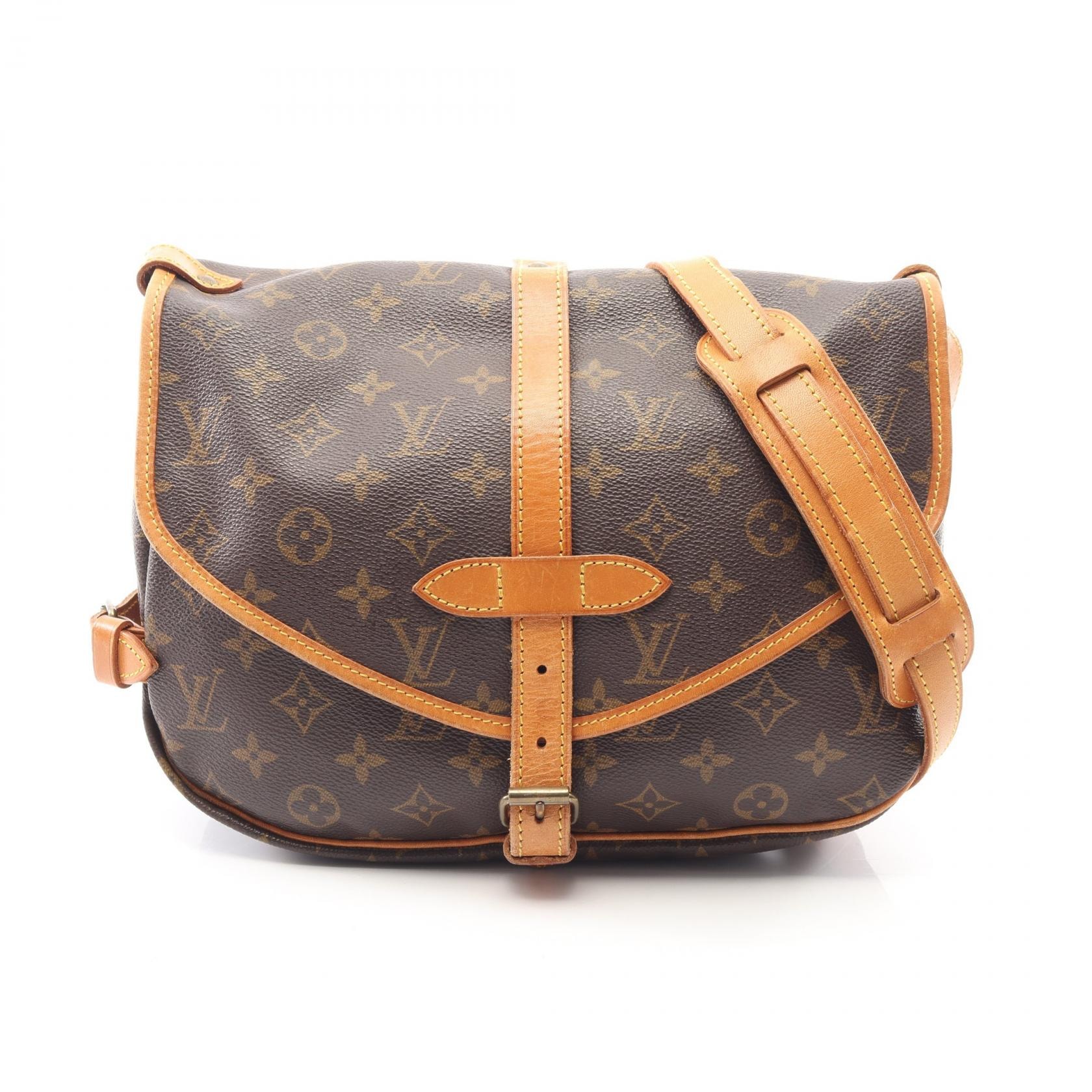 ルイ・ヴィトン LOUIS VUITTON ソミュール30 ショルダーバッグ バッグ PVCコーティングキャンバス レザー モノグラム レディース ブラウン系 M42256 【中古】