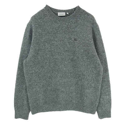 Carhartt カーハート I035394 ロゴ刺繍 丸首 クルーネック ニット セーター グレー系 M【中古】
