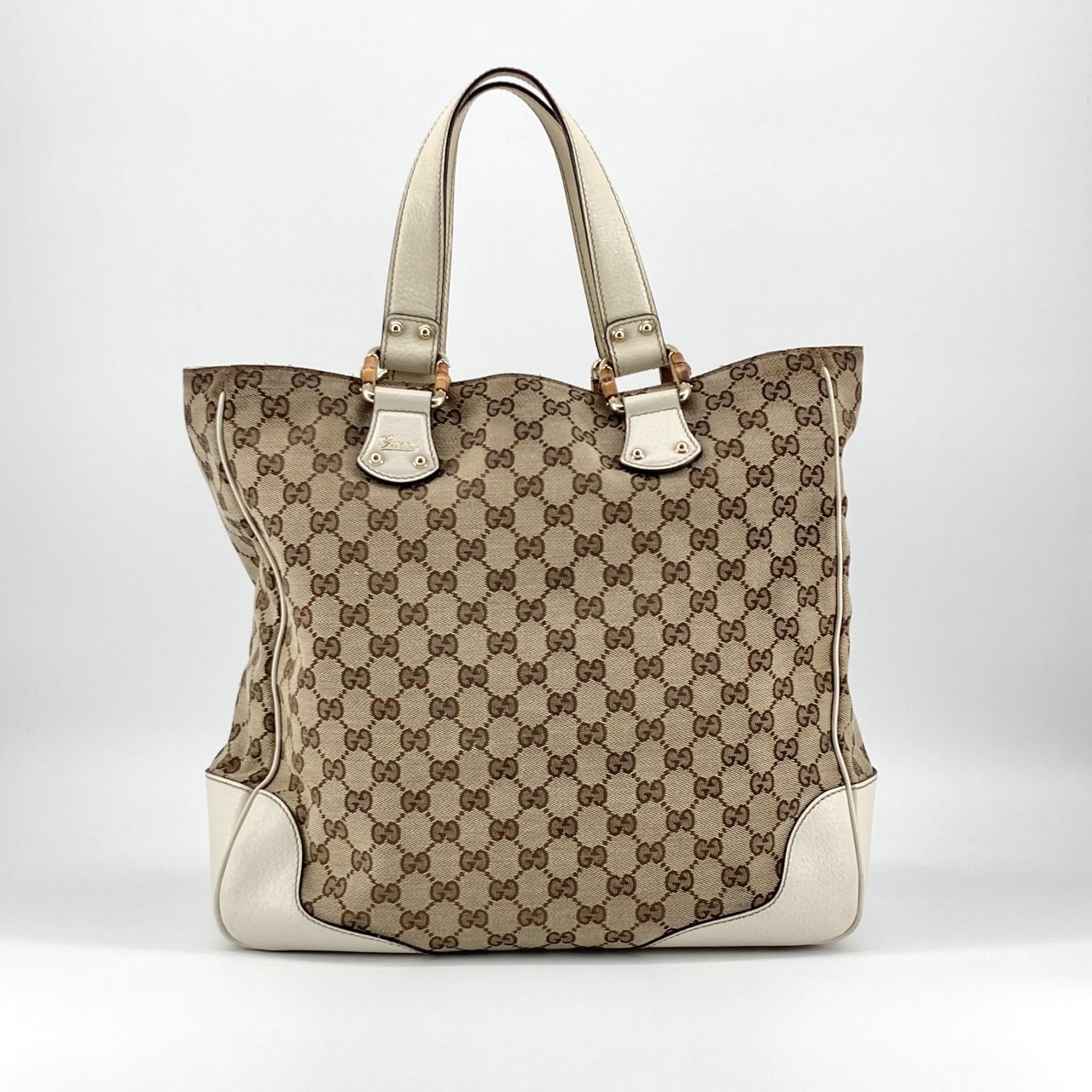 GUCCI(グッチ) GGキャンバス 154375 トートバッグ ベージュ×ホワイト