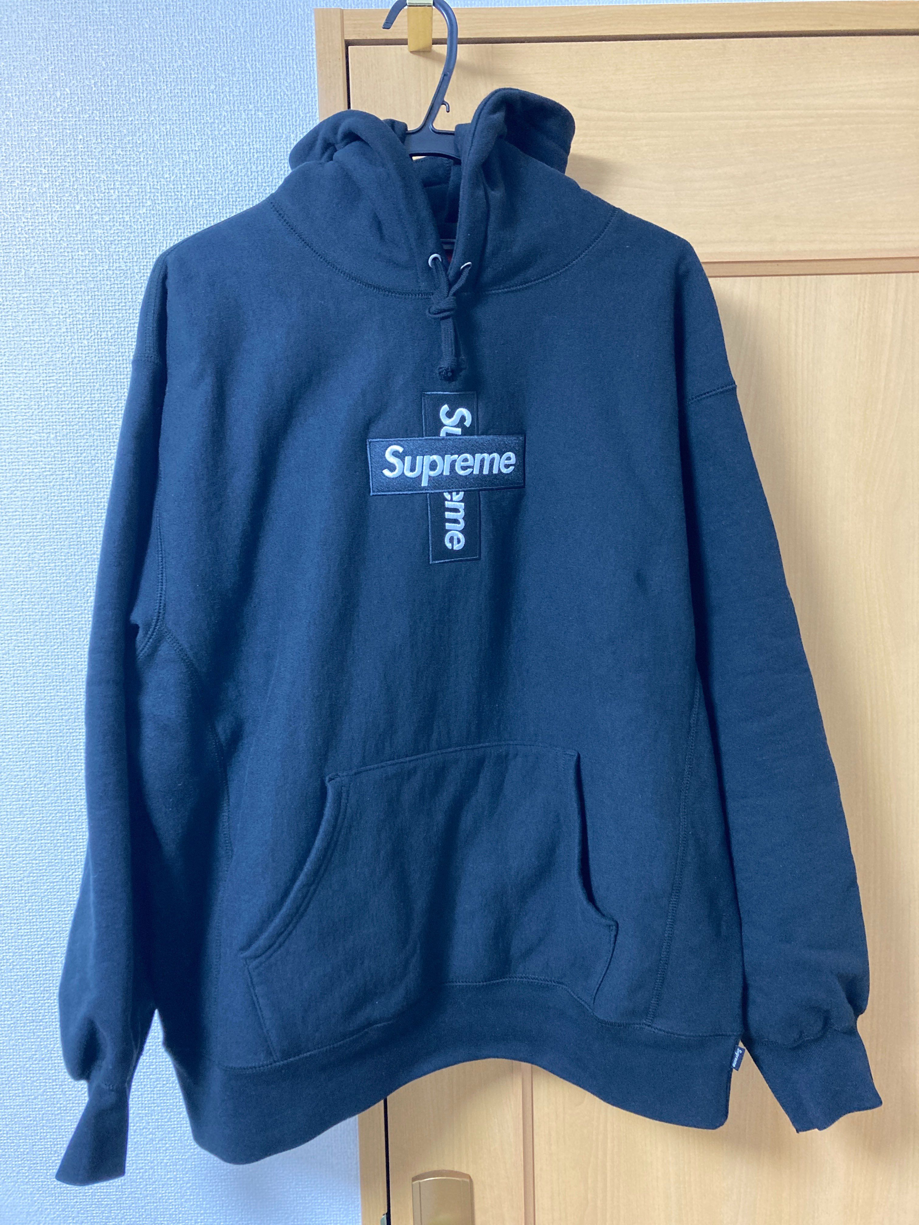 Supreme Cross Box Logo Hooded Sweatshirt "Black"