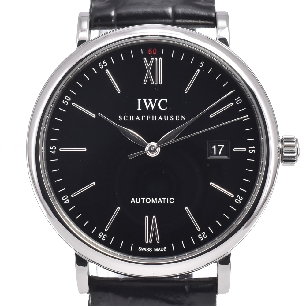 IWC IWC SCHAFFHAUSEN IW356502 ポートフィノ デイト ブラック 自動巻き メンズ 腕時計 J#150121