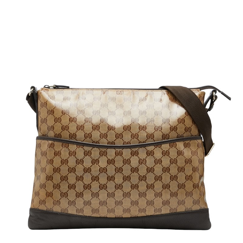 グッチ GGクリスタル 斜め掛け ショルダーバッグ 374411 ベージュ ブラウン PVC レザー レディース GUCCI 【中古】