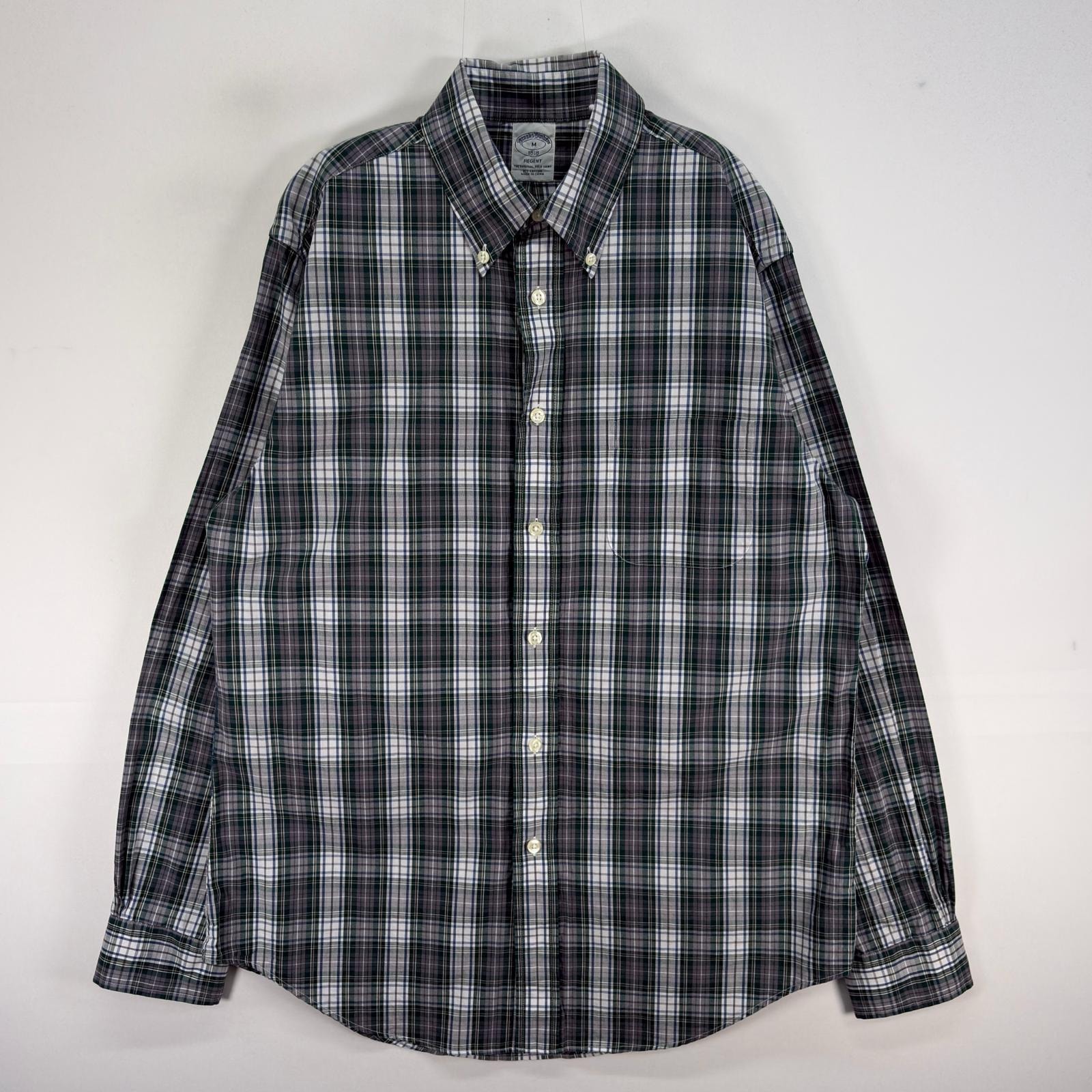 古着 ブルックスブラザーズ Brooks Brothers 長袖シャツ チェック REGENT 胸ポケ M  グリーン系 マルチカラー メンズ