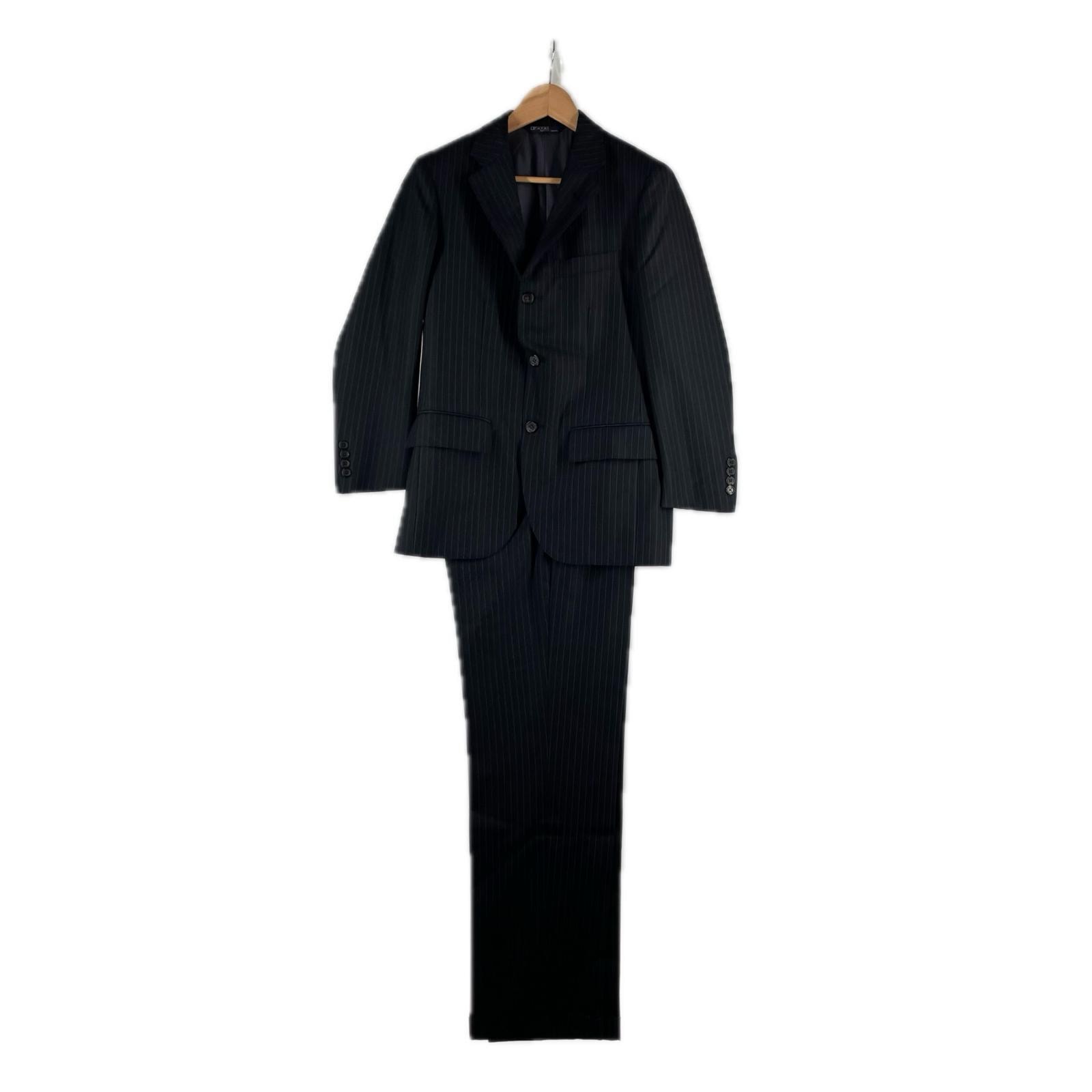 美品 RALPH LAUREN ラルフローレン ストライプ オールシーズン セットアップ ウール ブラック メンズ【古着】【中古】