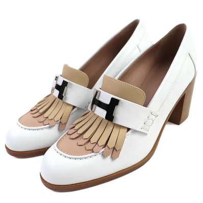 未使用品 エルメス レザー パンプス エリゼ 70 ホワイト ベージュ 36.5