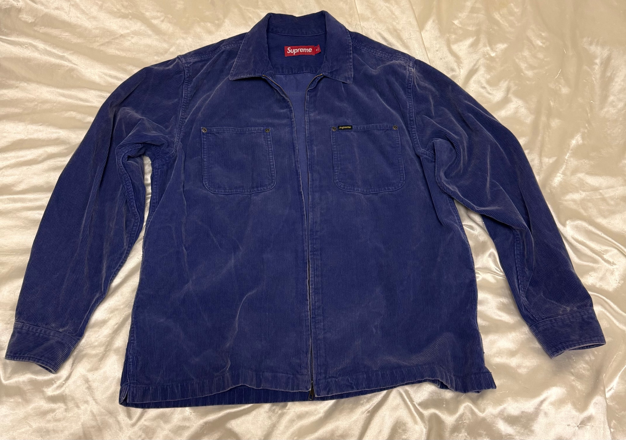 Supreme Washed Corduroy Zip Up Shirt "Blue"