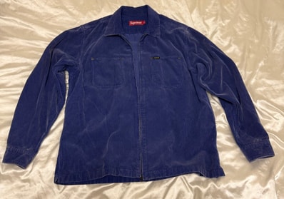 Supreme Washed Corduroy Zip Up Shirt "Blue"