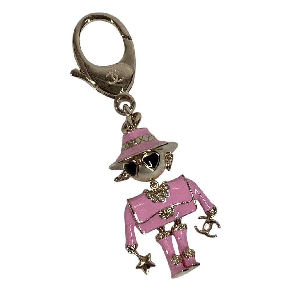 シャネル CHANEL  ガブリエル シャネルドール CC ココマーク ロゴ B25B  フェイクパール ハート スター バッグチャーム キーホルダー メタル ピンク 新品同様