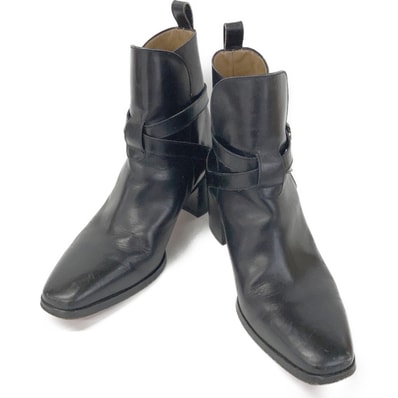 クリスチャンルブタン レザー ベルト ショートブーツ 40 1/2