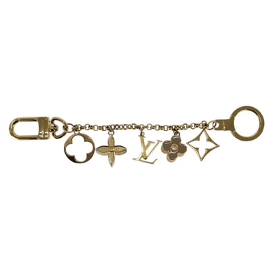 美品 LOUIS VUITTON ルイヴィトン フルール ドゥ モノグラム ゴールド メタル キーホルダー バッグチャーム 601537 【中古】