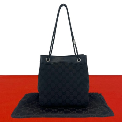 GUCCI グッチ GG 柄 ロゴ キャンバス レザー ショルダーバッグ ブラック
35061