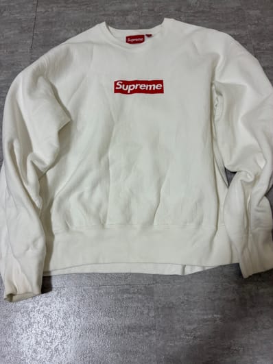 Supreme Washed Box Logo Crewneck "White"