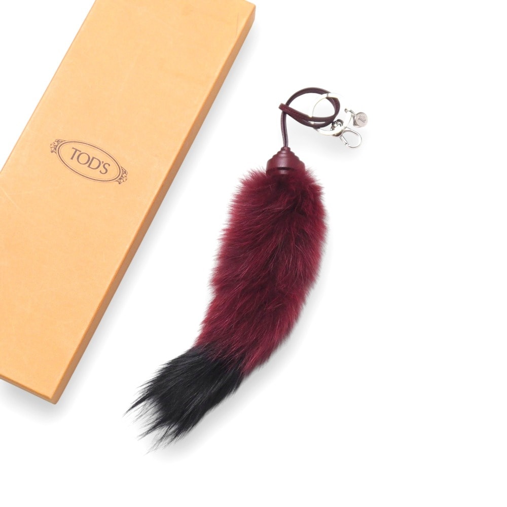 ■美品■TOD’S トッズ PORTA CHIAVI GIRELLA CODA チャーム ファーチャーム レザー ロゴ キーホルダー ブランド古着【中古】20250926/RA6145