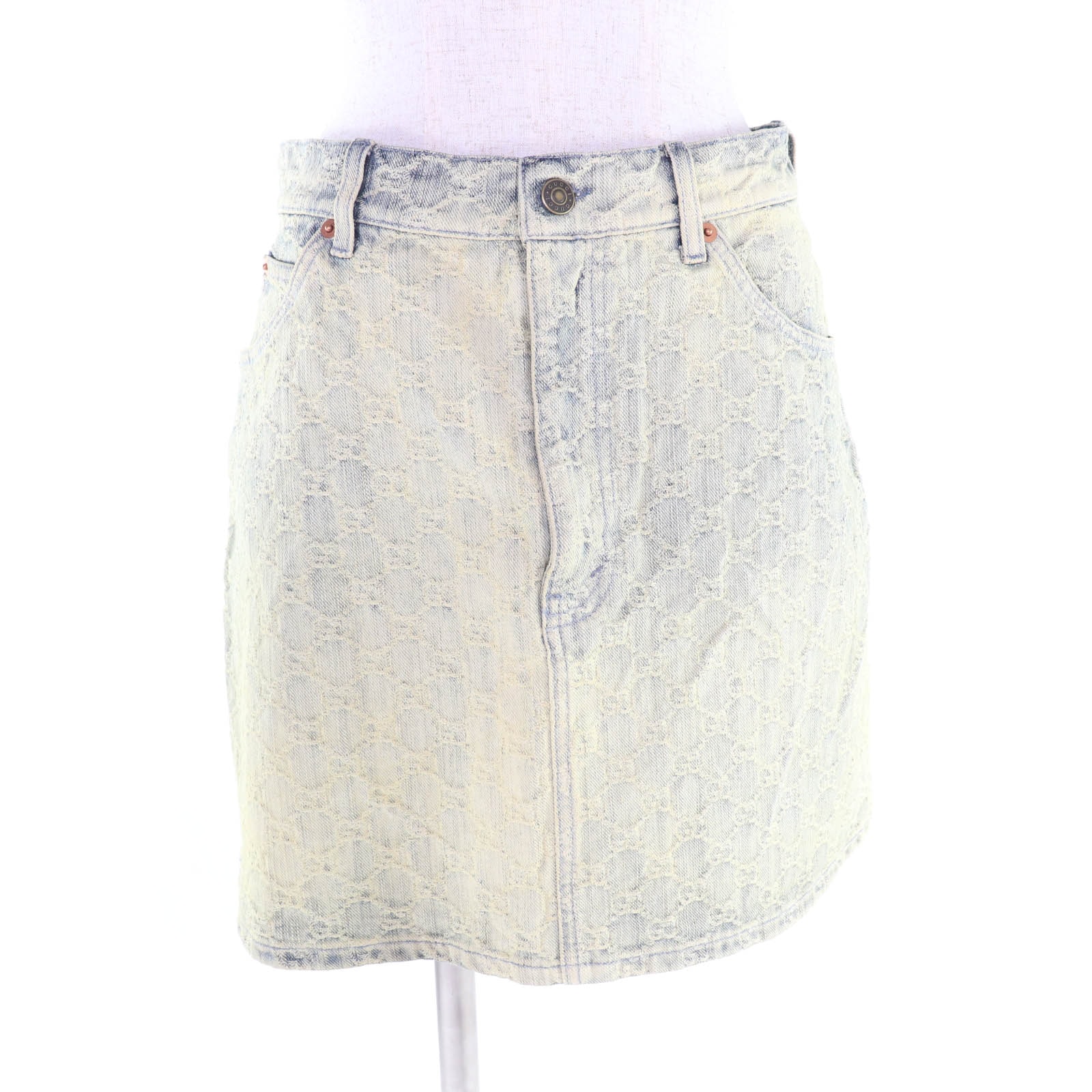 極美品 グッチ スカート インディゴ レディース 42 678789