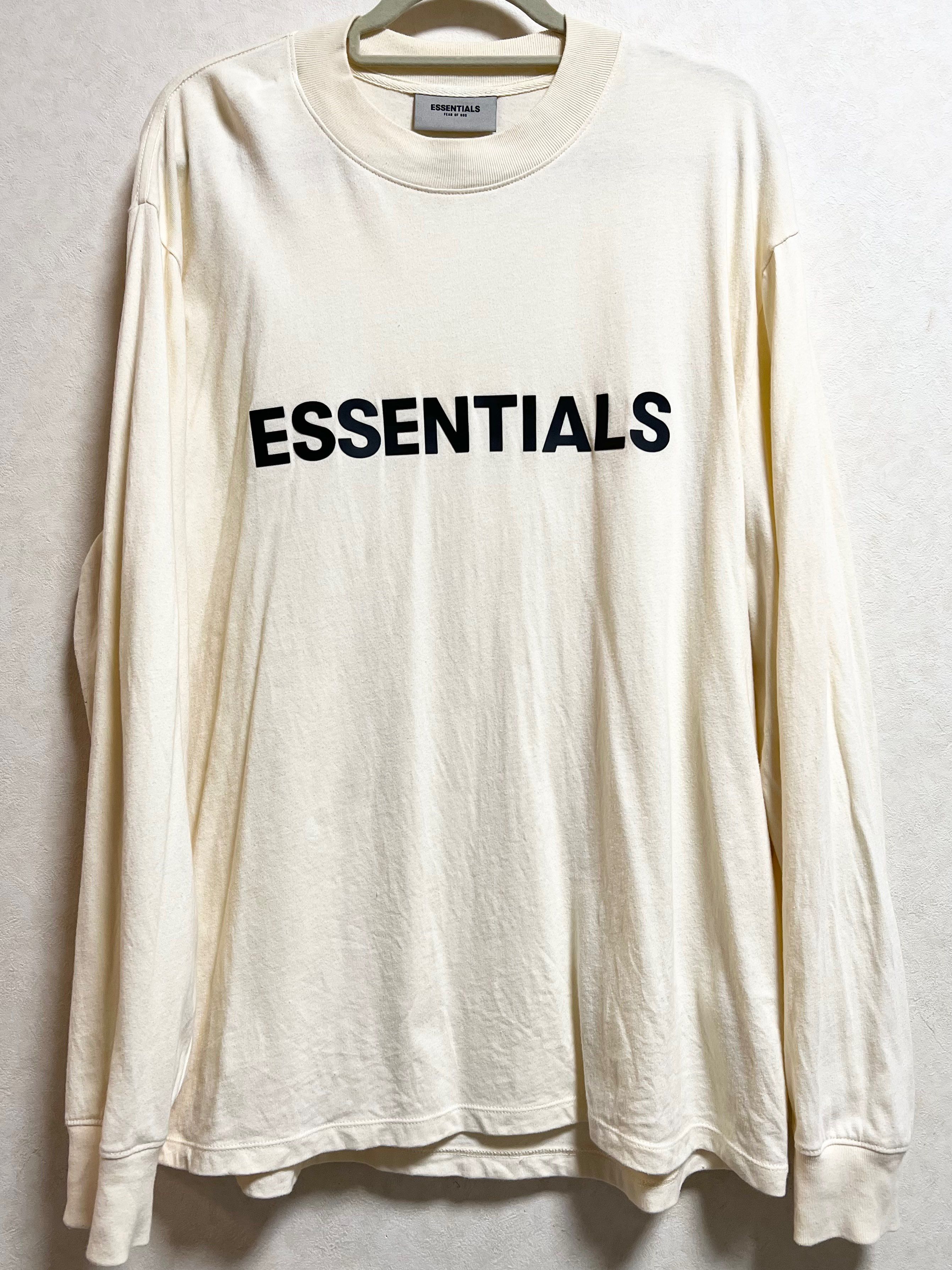 FEAR OF GOD ESSENTIALS 3D Silicon Applique Boxy Long Sleeve T-Shirt "Buttercream"