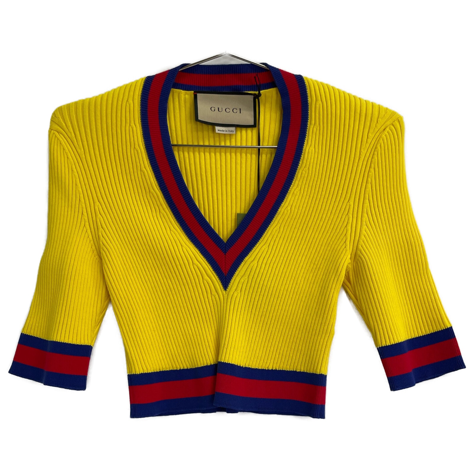 新品・未使用(ワケあり)】グッチ 756271 ｲｴﾛｰ Stretch viscose top