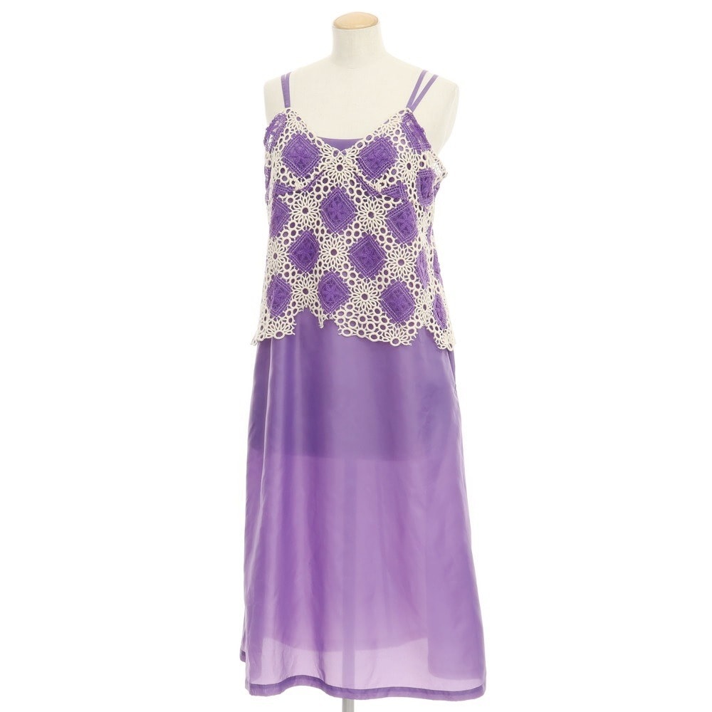【中古】【未使用】コムデギャルソン コムデギャルソン COMME des GARCONS COMME des GARCONS 2023年春夏 コットンポリエステル レース キャミソールワンピース パープルxホワイト【サイズS】【レディース】