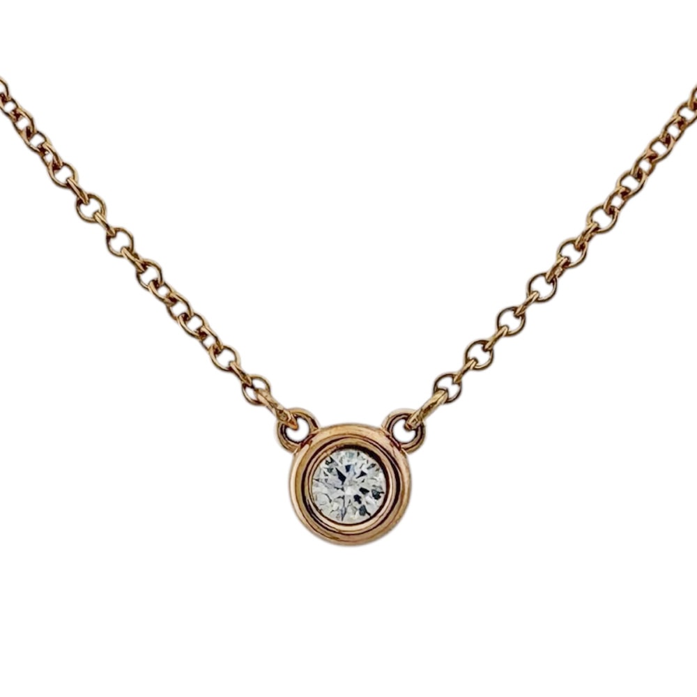 ティファニー バイザヤード 約0.07ct ネックレス 18金 K18ピンクゴールド ダイヤモンド レディース TIFFANY&Co.  中古