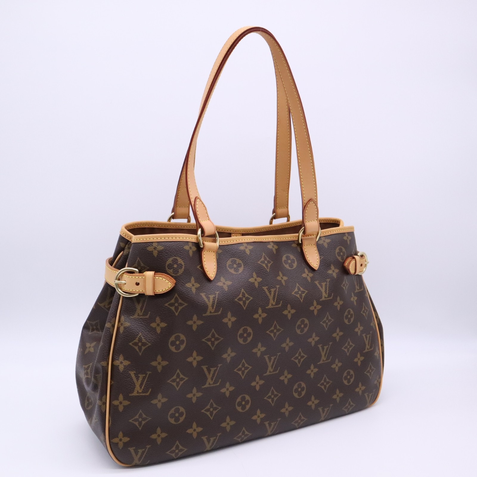 美品 LOUIS VUITTON ルイ・ヴィトン モノグラム バティニョール オリゾンタル M51154 ハンドバッグ ブラウン ベージュ コーティングキャンバス レザー レディース