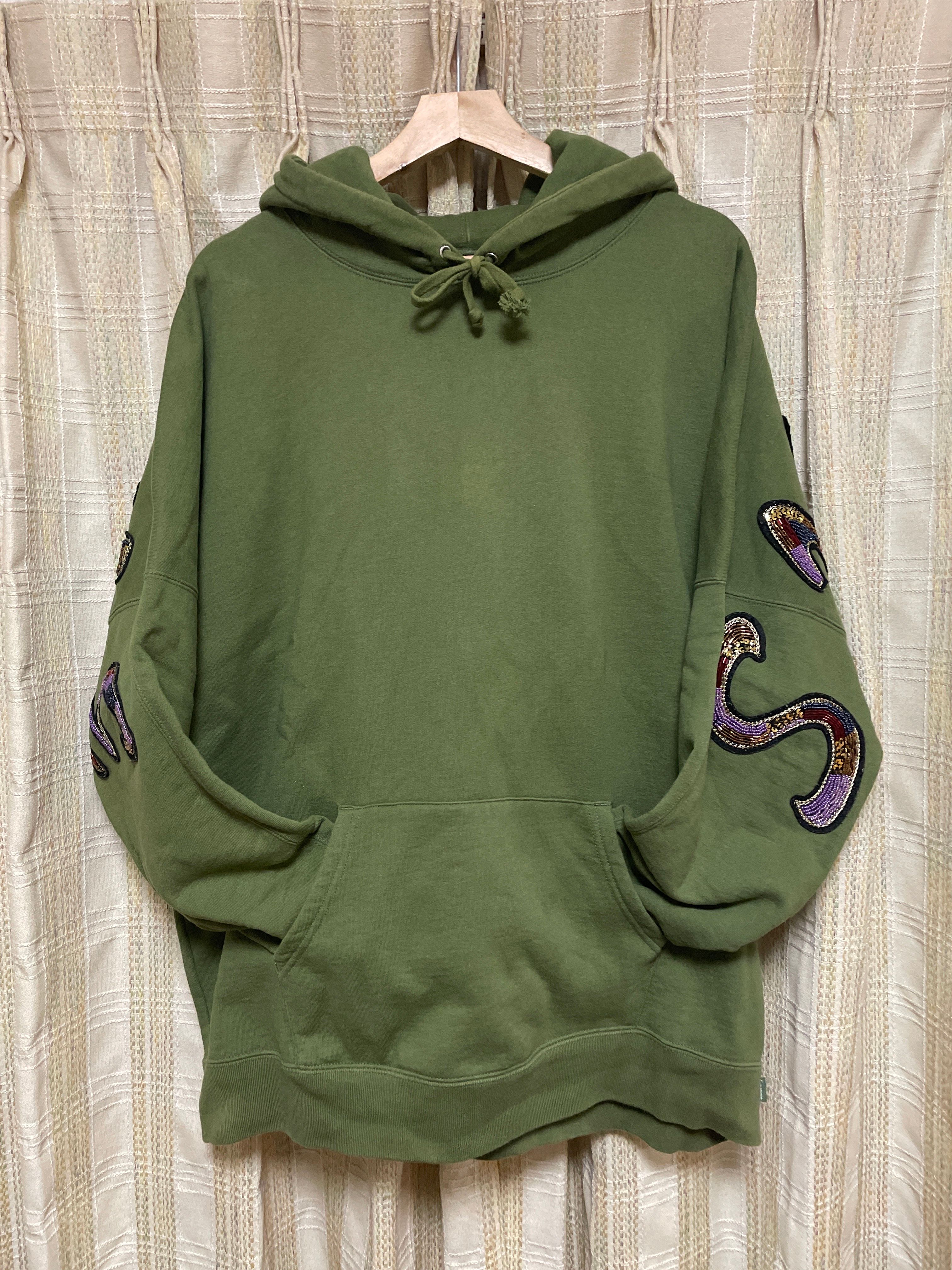 Supreme Beaded Hooded Sweatshirt "Olive"