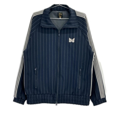 ニードルズ ×KITH LQ352 ネイビー ストライプ Double Knit Track Jacket/ダブルニットトラックジャケット L