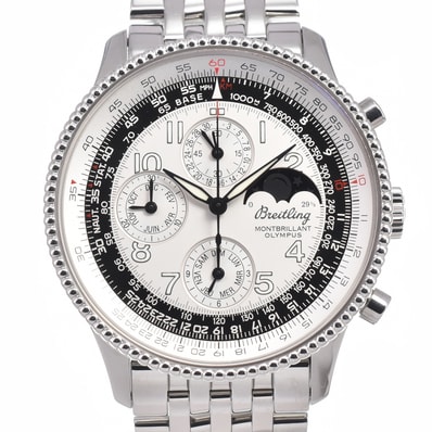ブライトリング BREITLING A19350 ナビタイマー モンブリラン オリンパス ムーンフェイズ 自動巻き メンズ 美品 保証書 腕時計 J#150343