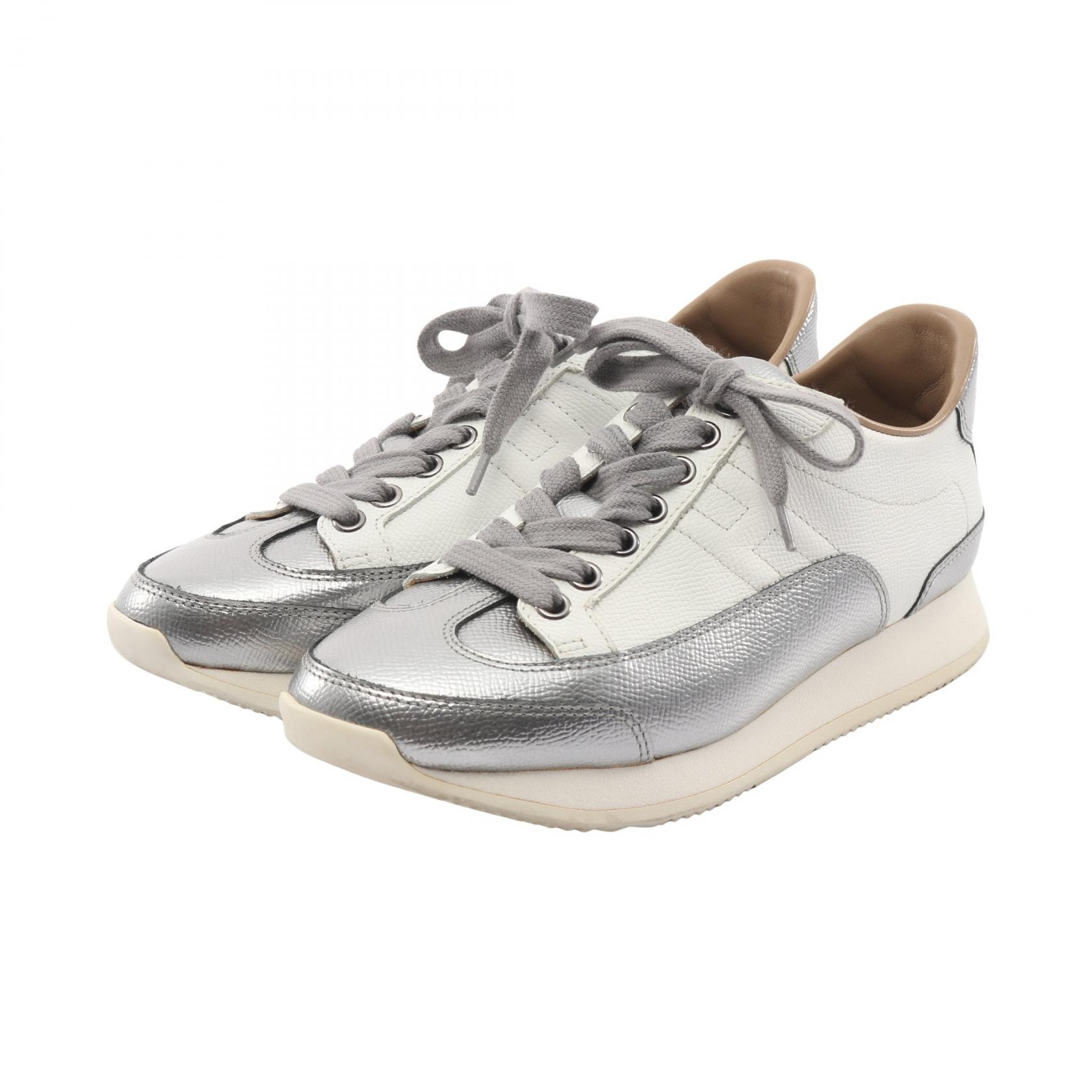 エルメス HERMES クイック スニーカー 靴 レザー ホワイト レディース ホワイト系 / シルバー系 【中古】