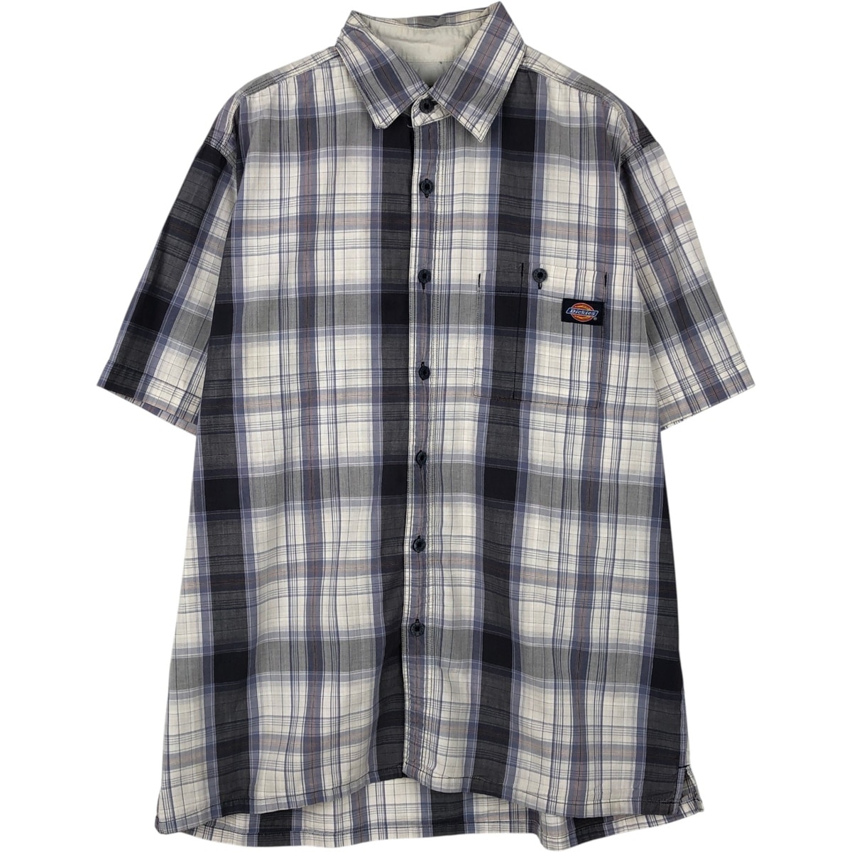 古着 ディッキーズ Dickies チェック柄 半袖 ワークシャツ ボックスシャツ メンズM相当/eaa653011