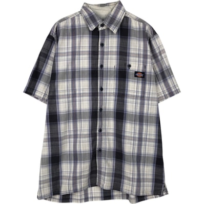 古着 ディッキーズ Dickies チェック柄 半袖 ワークシャツ ボックスシャツ メンズM相当/eaa653011