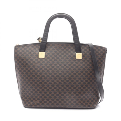 セリーヌ CELINE マカダム トートバッグ バッグ PVCコーティングキャンバス レザー レディース ブラック系 / ブラウン系 【中古】