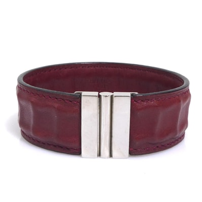 エルメス HERMES ブレスレット レザー/メタル バーガンディ/シルバー レディース【中古】 e61815a