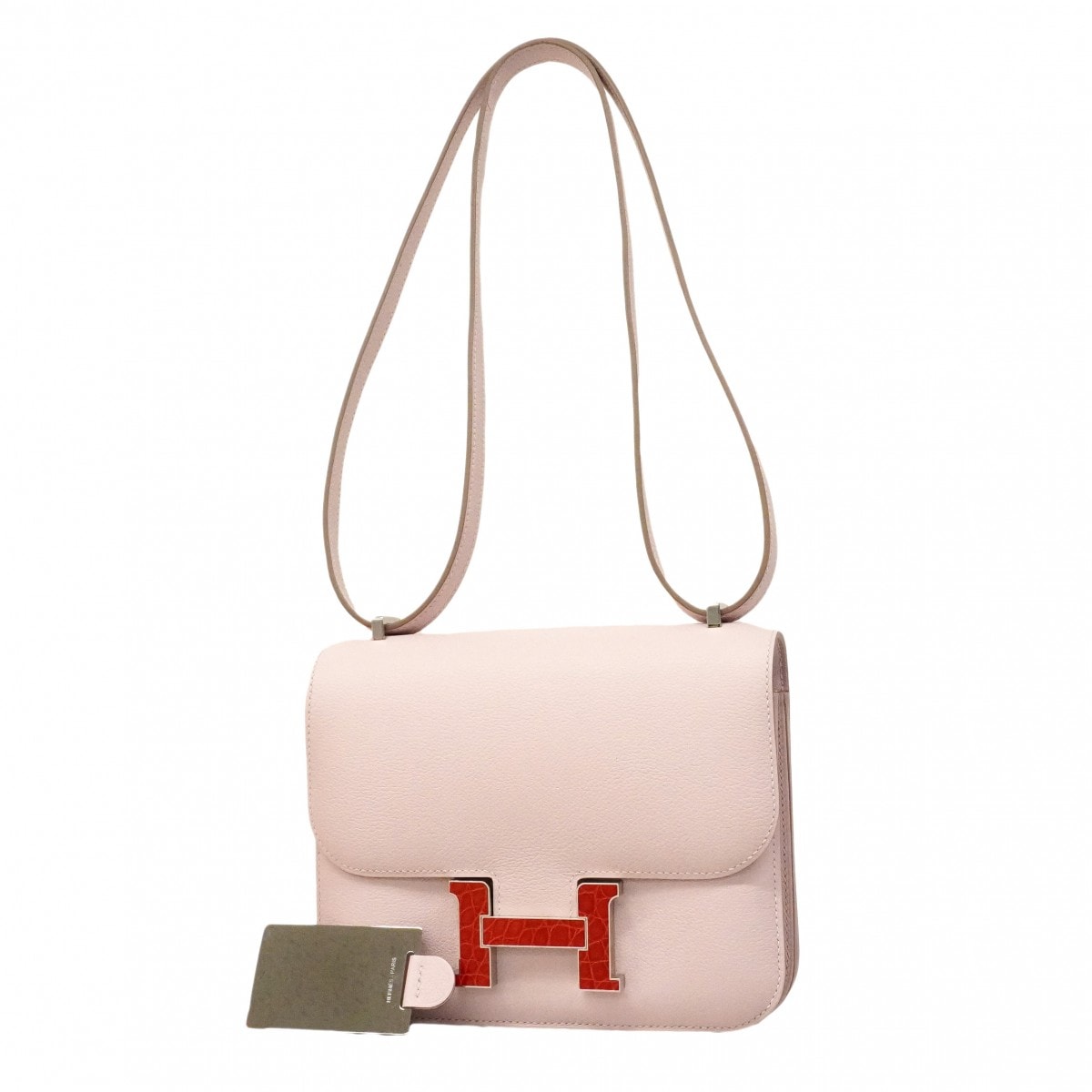 ★最終価格★SALE【6cd5228】エルメス ショルダーバッグ コンスタンスミニ エバーカラー アリゲーター モーヴシルベストル ブレイズ シルバー金具 B刻印【中古】レディース